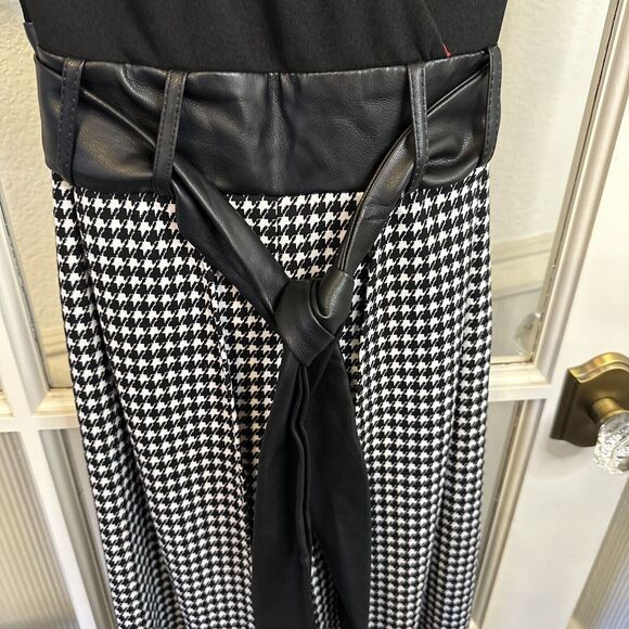 Vintage Houndstooth Jumpsuit Belted Split Leg Women's Size 10 Holiday Party - Picture 5 of 10